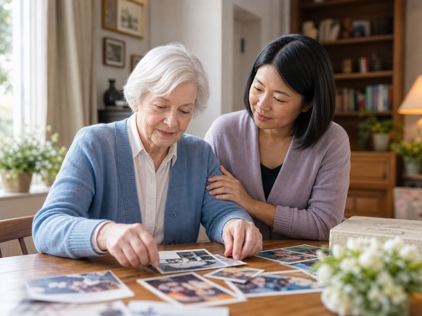 Older adult receiving calm one-on-one support in a home-like setting